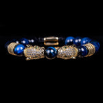 Double Leopard Head BraceletsBraceletGold Blue white cz