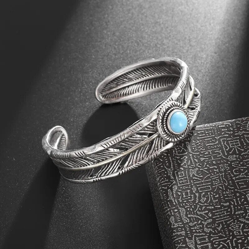 Feather Blue Turquoise Cuff BraceletBracelet