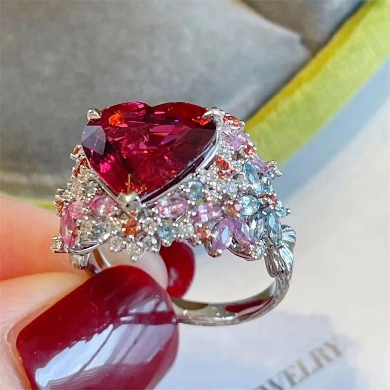 Beautiful Elegant Heart Ruby Ring for Women