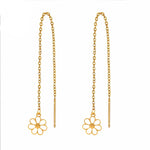 Elegant Gold Plated Flower Long Dangle Tassel Earrings for Women