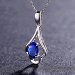 Retro Oval Shaped Ruby and Sapphire Gemstone Pendant NecklaceNecklace
