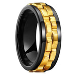 Titanium Steel Rotating Fidget Ring For MenMen's Ring9Black Gold