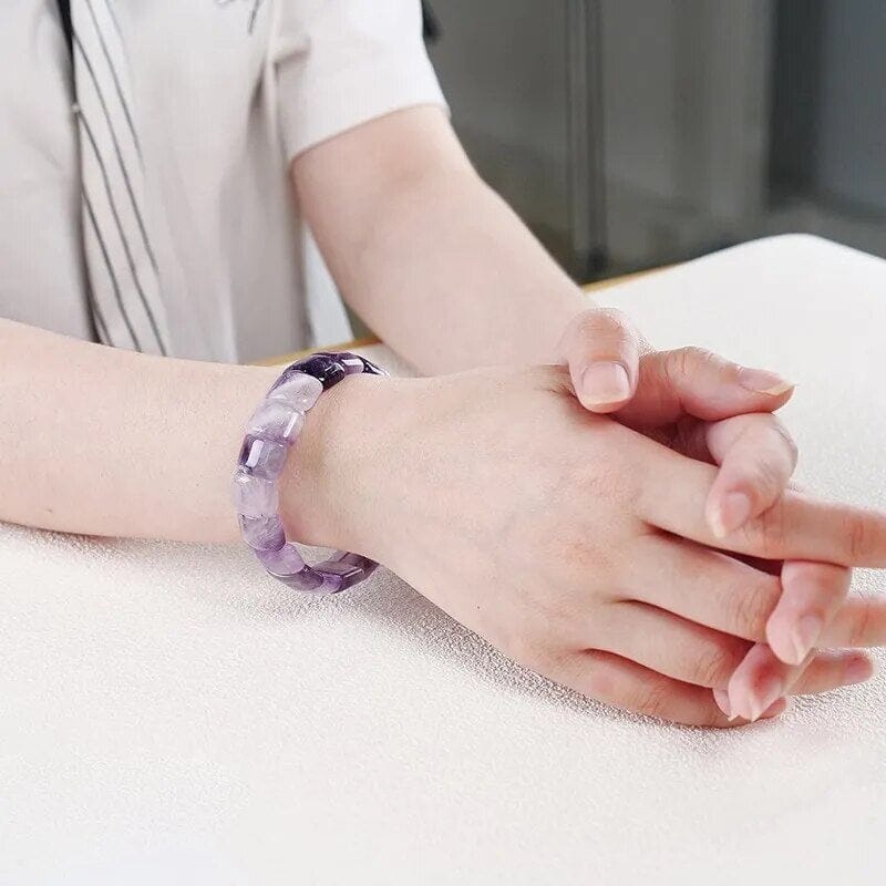 Purple Amethyst Rose Quartz Square Beads BraceletBracelets