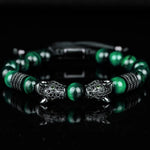Double Leopard Head BraceletsBraceletBlack green black cz