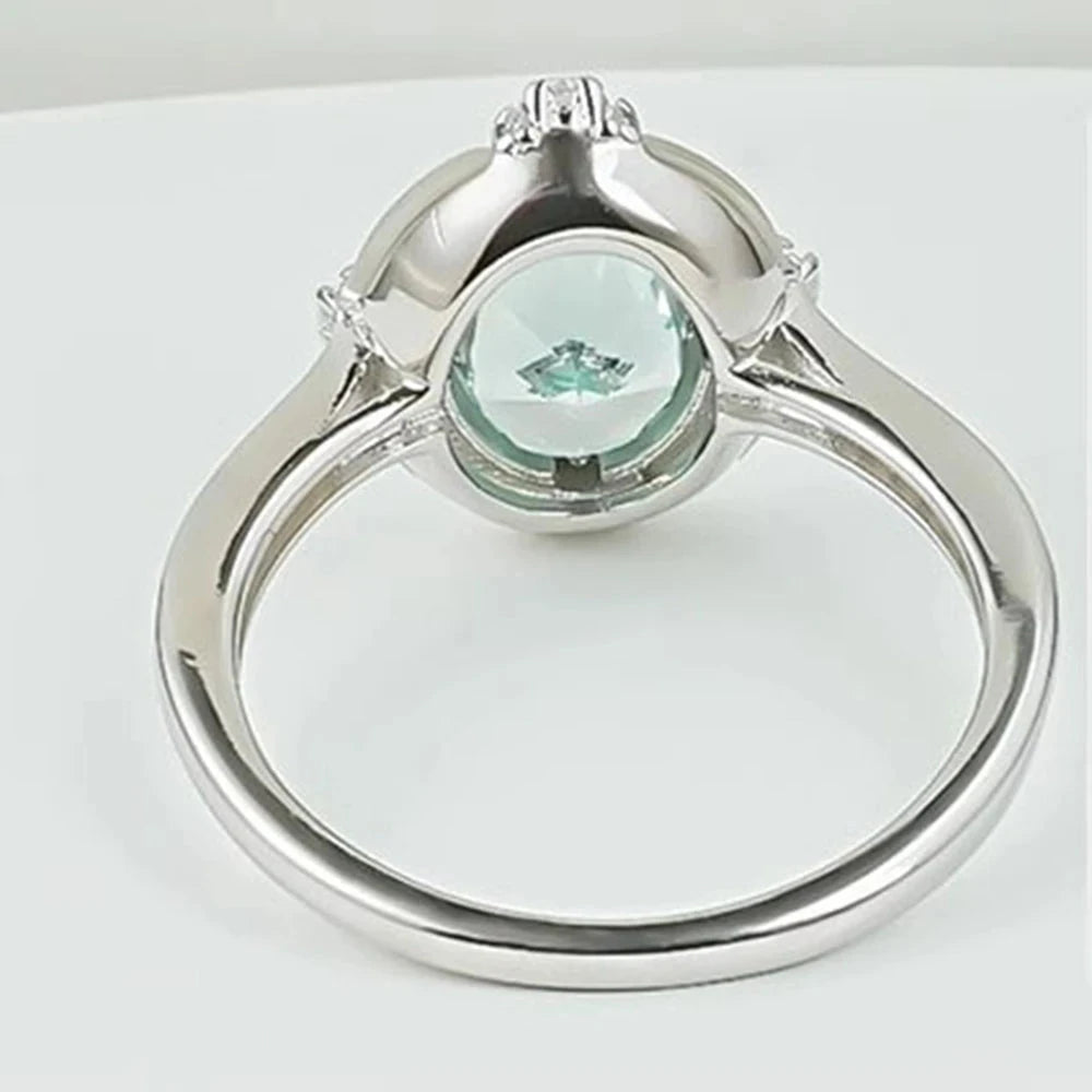 6*8 MM Oval Aquamarine High Carbon Diamond Gemstone