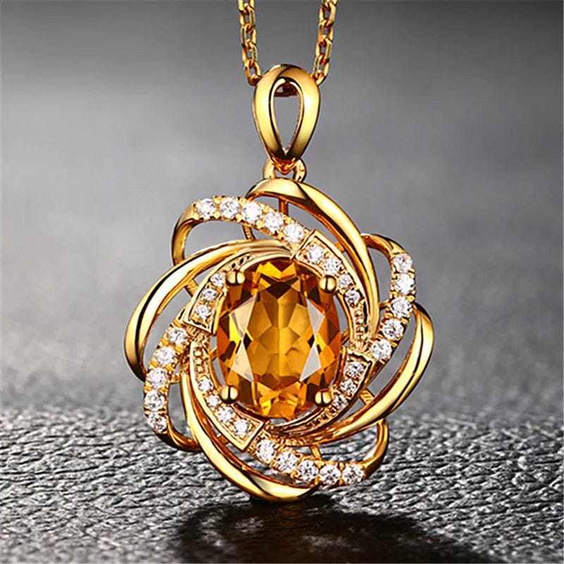Citrine Pendant 18K Gold NecklaceNecklace