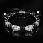 Double Leopard Head BraceletsBraceletSilver Bright blackW