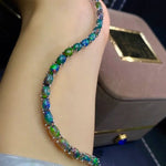 4mm*6mm Multi-Color Opal 925 Sterling Silver BraceletBracelet