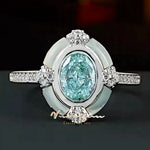 6*8 MM Oval Aquamarine High Carbon Diamond Gemstone