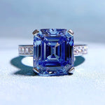 10*11mm Sapphire and Diamond 925 Sterling Silver RingRing
