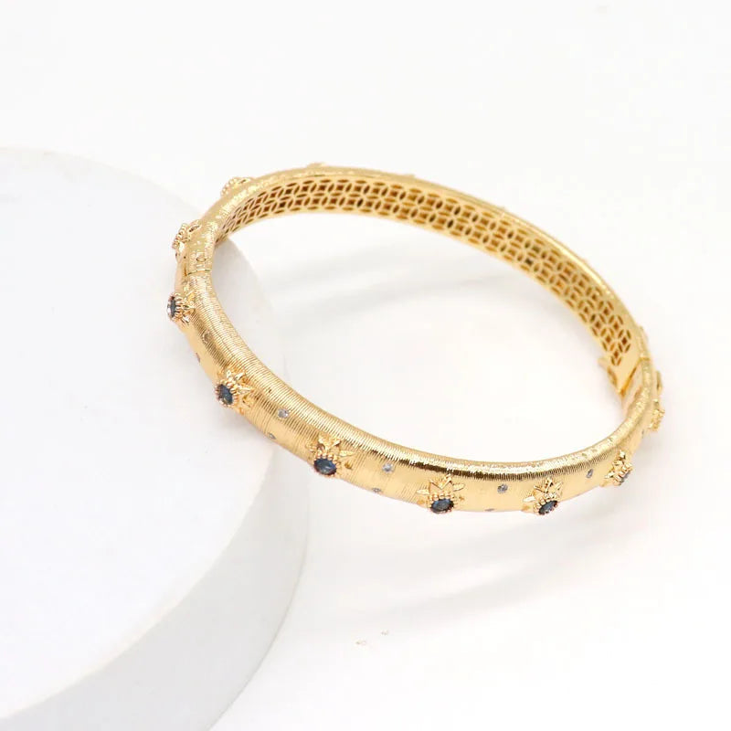 Cuff Bangle Ruby 18k Real Gold Plated MetalEmeraldCHINA