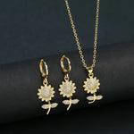 7 Style Classic Gold Plated Botanical Sunflower Pendant NecklaceJewelry Set 4
