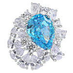 Aquamarine Pink Sapphire Gemstone Engagement Ring for Women Fine Jewelry