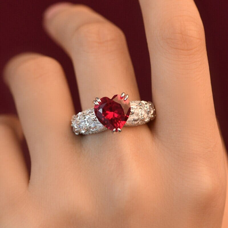 10*10mm Heart Ruby 925 Sterling Silver RingRing