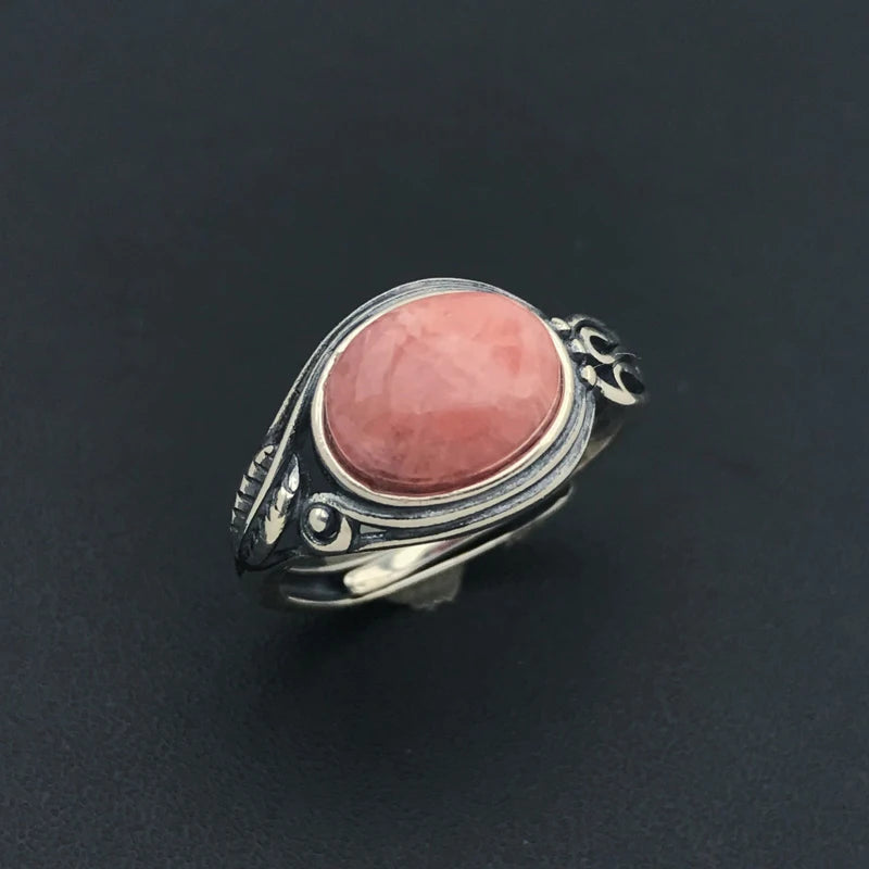 Natural Turquoise Rings 925 Sterling SilverRhodochrositeResizable