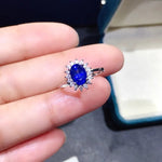 Blue Sapphire Flower Ring - 925 Sterling SilverRing
