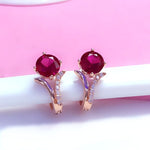 Rose Gold Inlaid Ruby EarringsRing