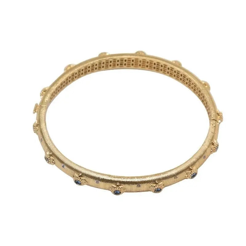 Cuff Bangle Ruby 18k Real Gold Plated Metal