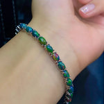 4mm*6mm Multi-Color Opal 925 Sterling Silver BraceletBracelet