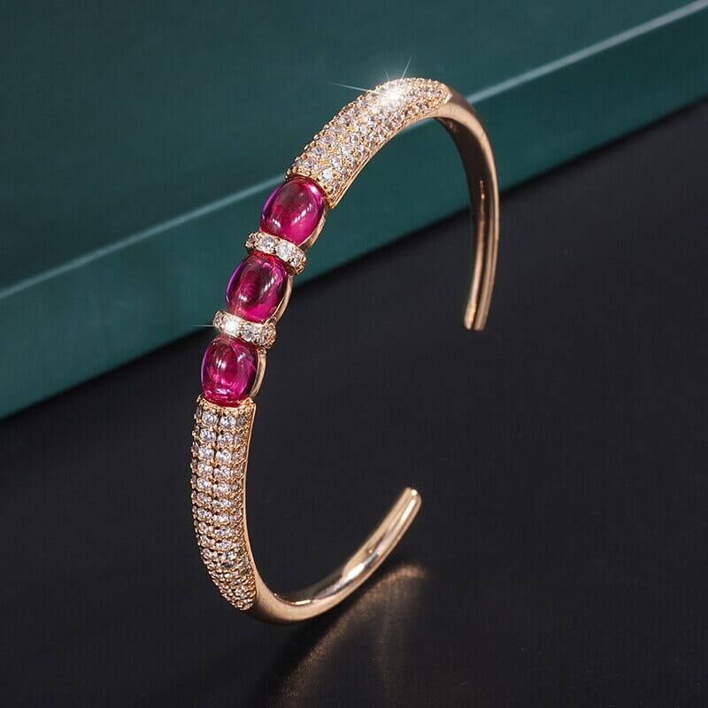 14K Gold Luxury Ruby Bangle Cuff BraceletBracelet