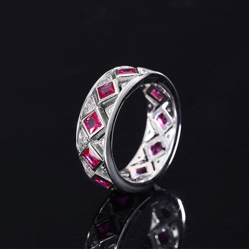 Shiny Ruby 925 Sterling Silver Band RingRing