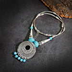2024 Ethnic Hand Pendant Necklace Vintage TurquoisesNA2135