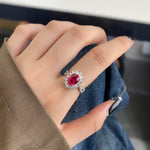Oval Cut Ruby 925 Sterling Silver RingRing