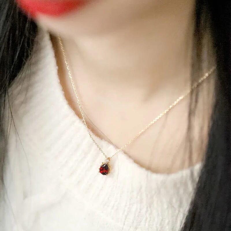 Elegant Water Drop Ruby NecklaceNecklace