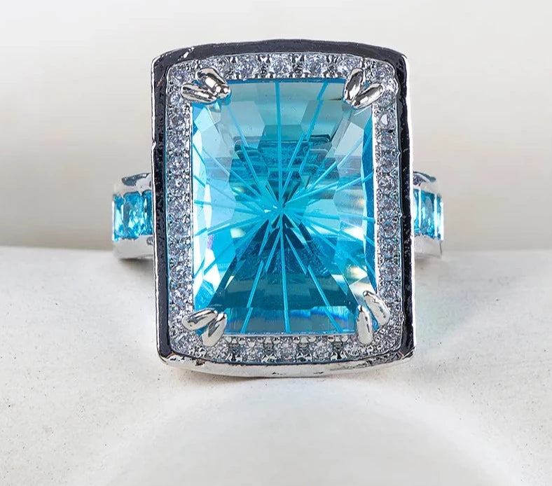 Sapphire Square Cut 925 Sterling Silver RingRing