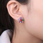 7.4ct Rainbow Tourmaline 925 Sterling Silver Stud EarringsEarrings