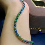 4mm*6mm Multi-Color Opal 925 Sterling Silver BraceletBracelet