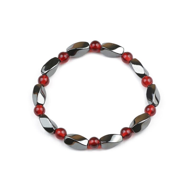 Hematite Stone and Ruby Curved Quadrangular Prism BraceletBracelet