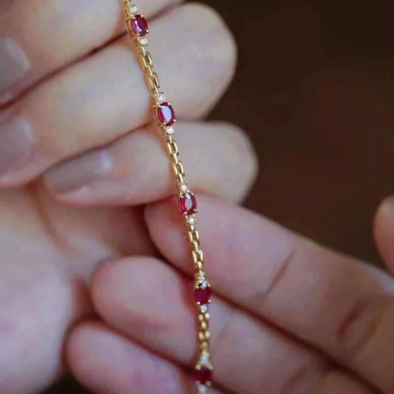 Light luxury silver Ruby Diamond Bracelet