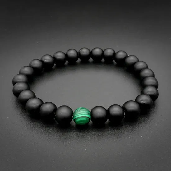 Natural Stone Beads Bracelets Lucky Charm 8mm Blue Turquoises Couple Bracelets3-malachite