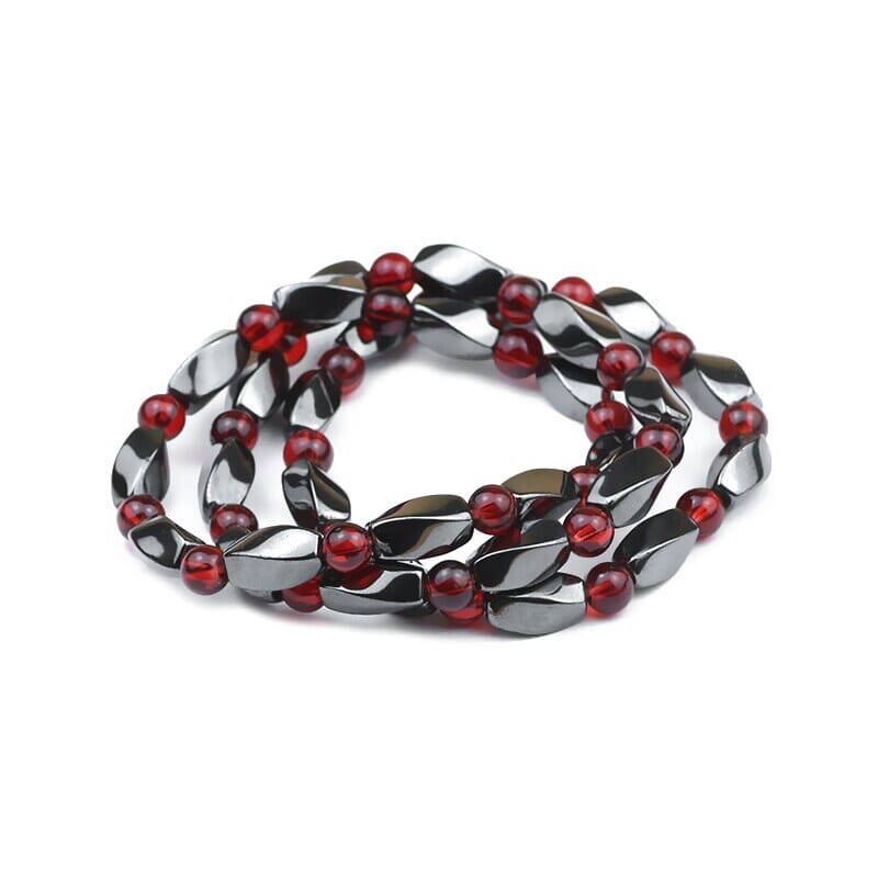Hematite Stone and Ruby Curved Quadrangular Prism BraceletBracelet
