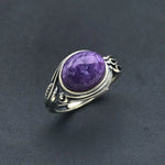 Natural Turquoise Rings 925 Sterling SilverCharoiteResizable