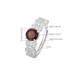 6.5mm Natural Garnet Stone S925 Silver Ring for Women Wedding Bands