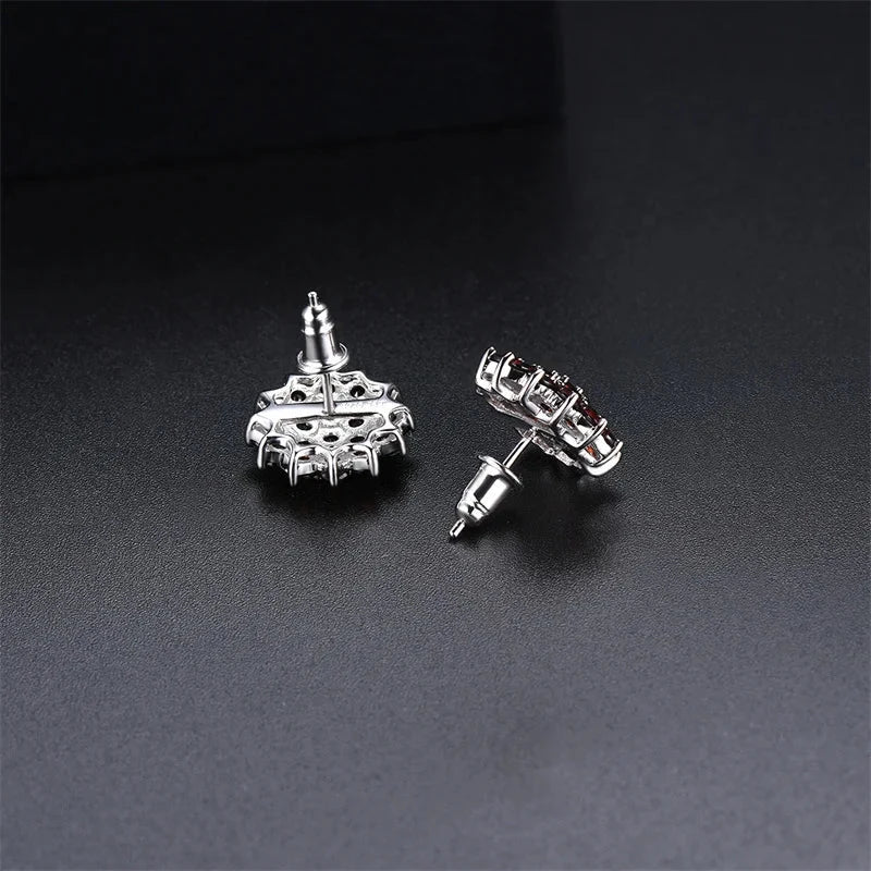 3.5 Carats Genuine Garnet S925 Silver Stud Earrings