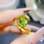 Peridot Snake 925 Sterling Silver Resizable RingRing
