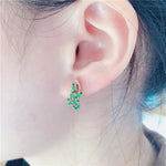 Gold Classic Inlaid Emerald Earrings For Women