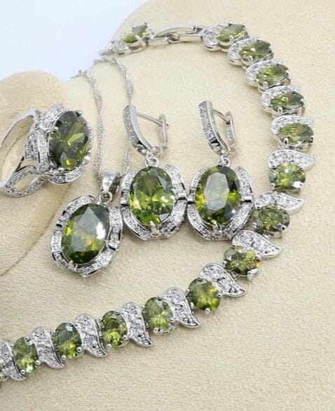 Peridot Multi Colors 925 Silver Jewelry SetJewelry SetsPeridot Silver 4pcs6