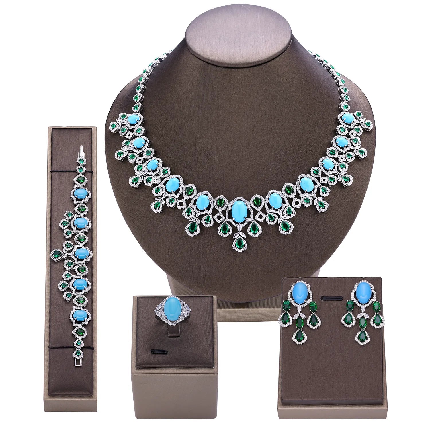 4-piece Turquoise Set JewelryblueResizable