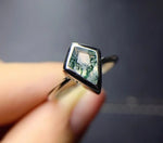 6x9mm Kite Natural Gemstone Green Moss Agate RingRing