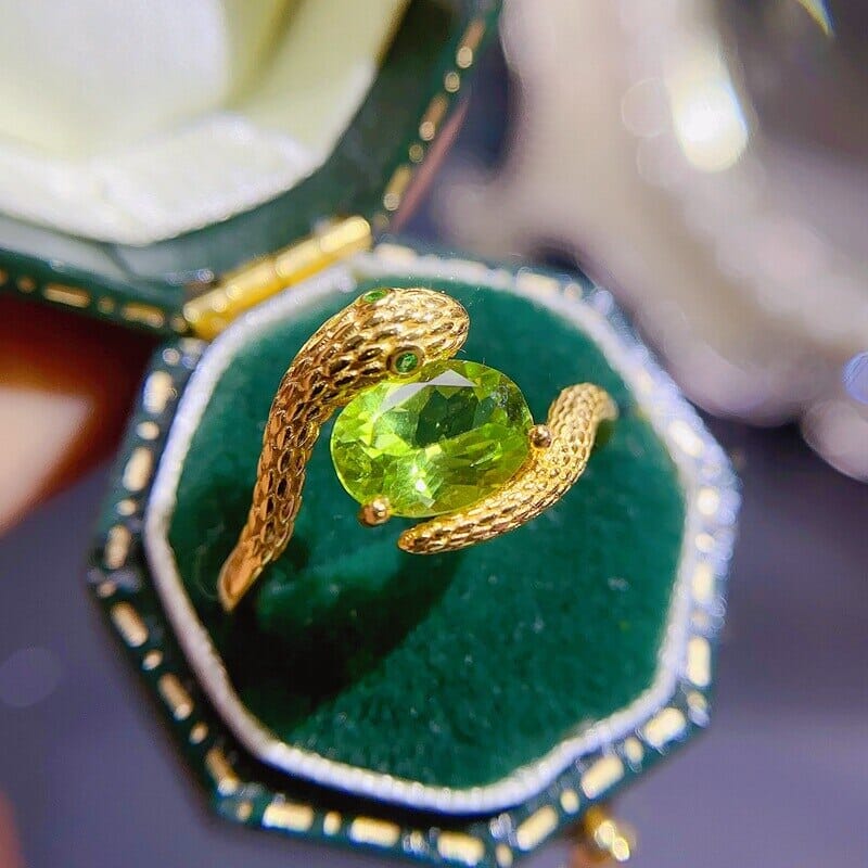 Peridot Snake 925 Sterling Silver Resizable RingRing