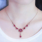 Ruby Elegant Flower Rose Gold NecklaceNecklace
