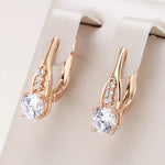 585 Rose Gold Simple Drop Earrings with White Zircon