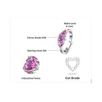 Love Heart 1.2ct Pink Sapphire 925 Sterling Silver 3 stone Ring