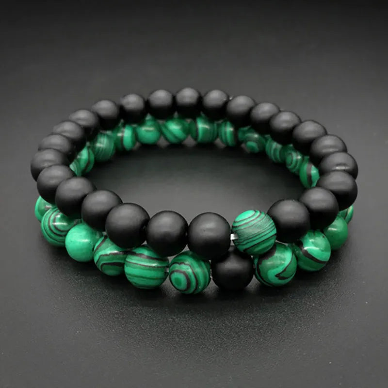 Natural Stone Beads Bracelets Lucky Charm 8mm Blue Turquoises Couple Bracelets