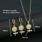 7 Style Classic Gold Plated Botanical Sunflower Pendant Necklace