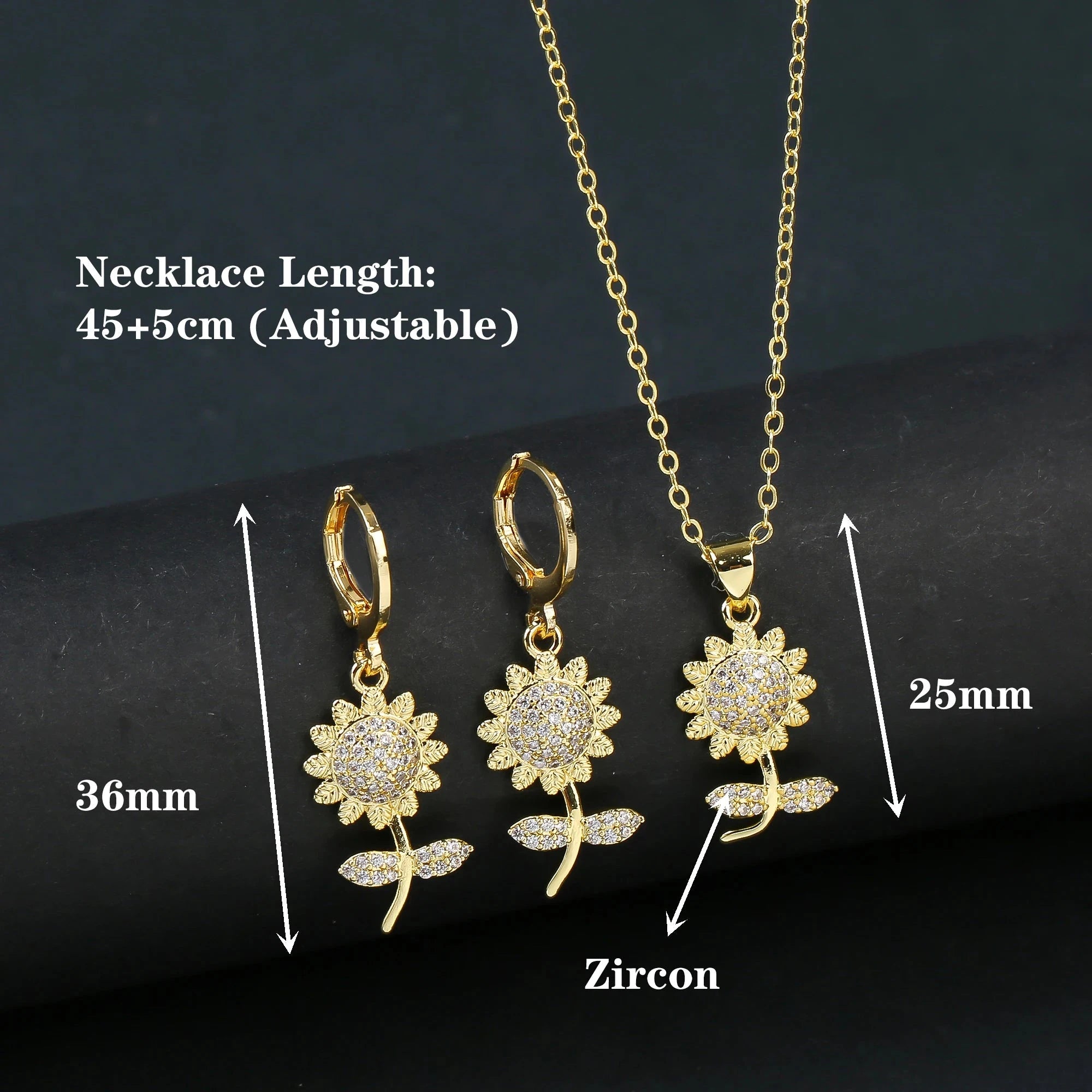 7 Style Classic Gold Plated Botanical Sunflower Pendant Necklace